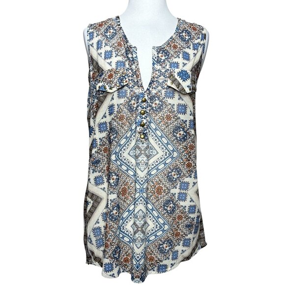 Eden & Olivia Tunic Tank Size large Blue Brown Sheer Size Large - Picture 8 of 8